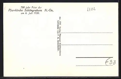 AK Grabern /N.-Oe., Schöngrabern, Ortspartie mit Pfarrkirche, Jubiläumskarte 1930