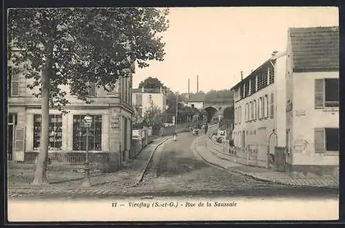 AK Viroflay, Rue de la Saussaie avec vue sur le viaduc et les bâtiments environnants