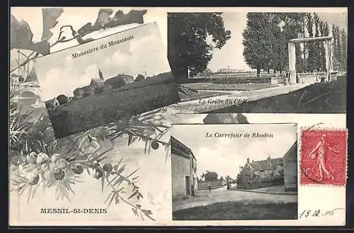 AK Mesnil-Saint-Denis, Monastère du Mousseau, La Grille du Château, Le Carrefour de Rhodon