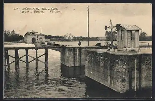 AK Méricourt, Vue sur le Barrage et le paysage environnant