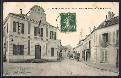 AK Villepreux, La Mairie et partie de la Grande rue