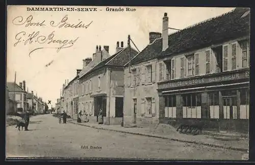 AK Dammartin-en-Serve, Grande Rue avec l`Hôtel de l`Étoile et passants