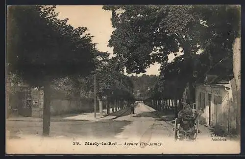 AK Marly-le-Roi, Avenue Fitz-James avec charrette tirée par un cheval