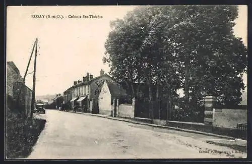 AK Rosay, Colonie Ste-Thérèse et rue bordée d`arbres