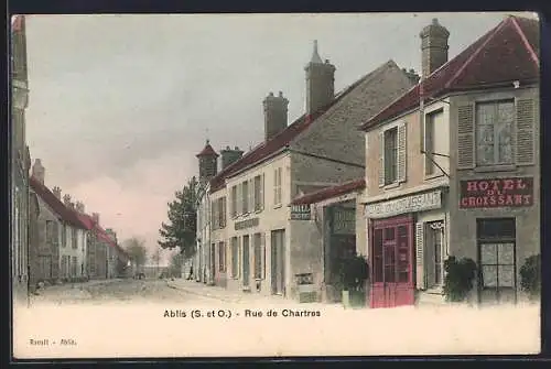 AK Ablis, Rue de Chartres avec hôtels et commerces