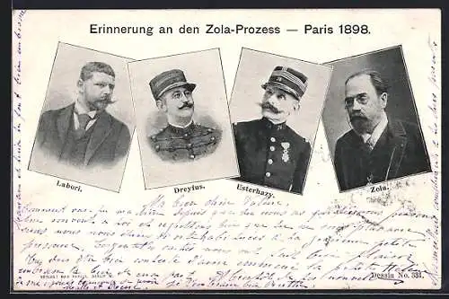 AK Affaire Dreyfus, Zola-Prozess 1898 in Paris, Beteiligte