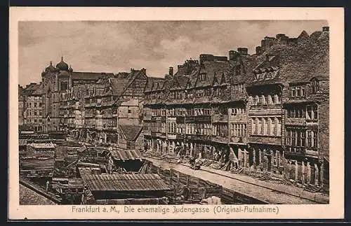 AK Frankfurt a. M., Original-Aufnahem der ehemaligen Judengasse mit Synagoge