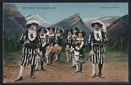 AK Pfeifer und Trommler der Appenzeller Landesgemeinde in Uniform