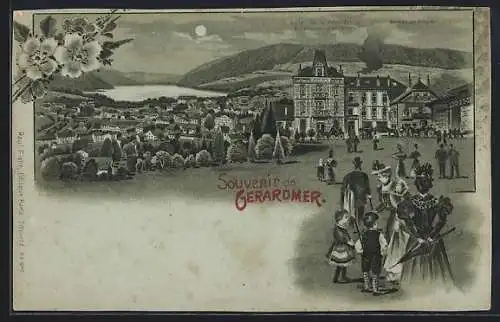 Mondschein-Lithographie Gérardmer, Hotel de la Providence, Bureau des Voitures