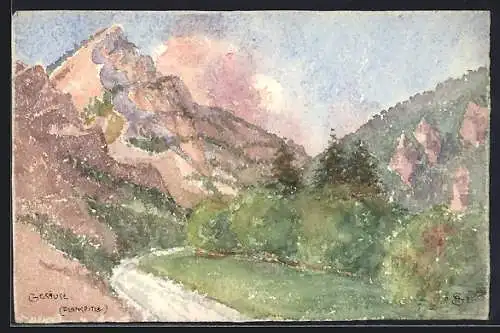 Künstler-AK Handgemalt sign. Andreas Schiebler: Gesäuse, Blick auf die Planspitze