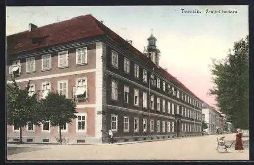 AK Theresienstadt / Terezin, Strassenpartie (Bezirk Leitmeritz Böhmen)