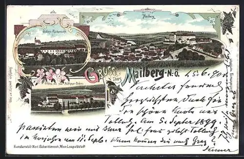 Lithographie Mailberg, Schloss des souv. Maltheser-Ordens, Totalansicht