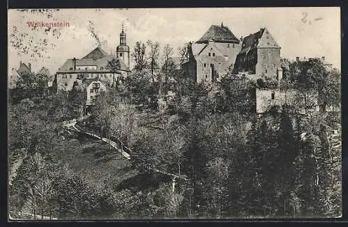 AK Wolkenstein i. Erzgeb., Blick zur Burg