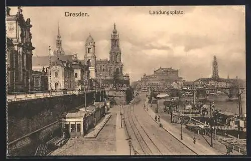 AK Dresden, Landungsplatz aus der Vogelschau