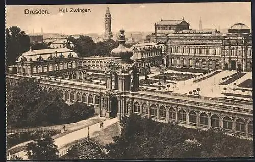 AK Dresden, Kgl. Zwinger aus der Vogelschau