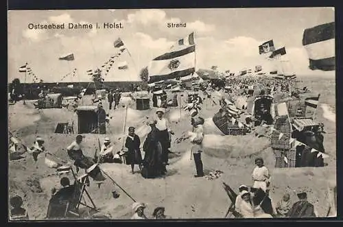 AK Dahme i. Holst., Strand mit Badegästen