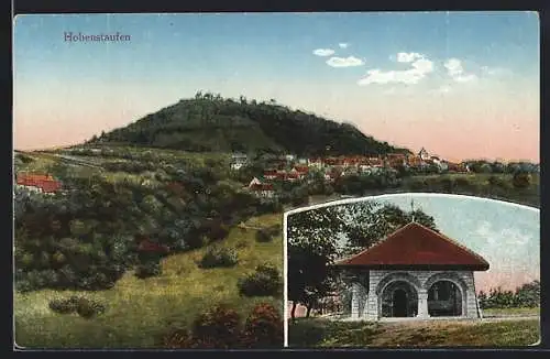 AK Hohenstaufen, Ortsansicht aus der Vogelschau