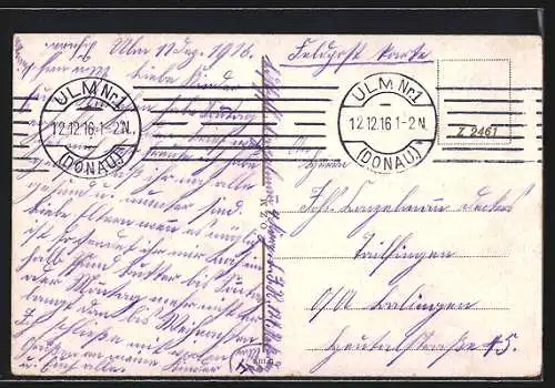 AK Ulm a. D., Teilansicht mit Kirche