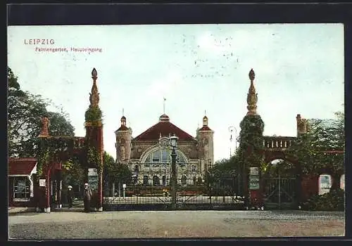 AK Leipzig, Haupteingang des Palmengartens