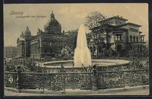 AK Leipzig, Reichsgericht mit Anlagen, Fontäne