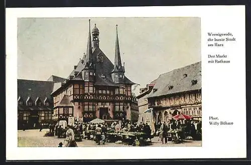 AK Wernigerode, Markt mit Rathaus