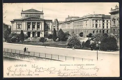 AK Leipzig, Konzerthaus und Universitäts-Bibliothek