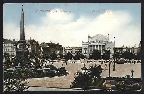 AK Leipzig, Mendebrunnen und Neues Theater