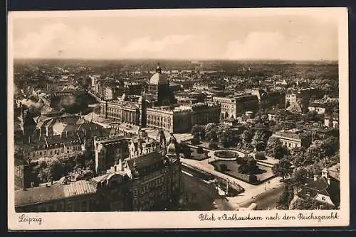 AK Leipzig, Blick vom Rathausturm nach dem Reichsgericht