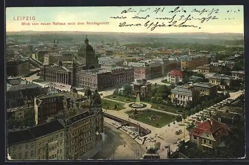 AK Leipzig, Panoramablick vom neuen Rathaus