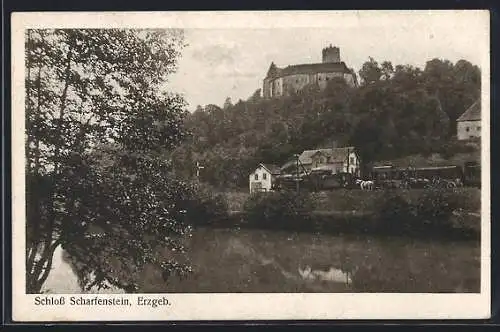 AK Scharfenstein i. Erzgeb., Blick zum Schloss