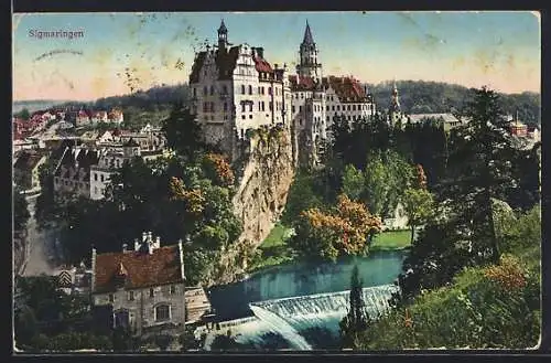 AK Sigmaringen, Ortsansicht mit Schloss Sigmaringen