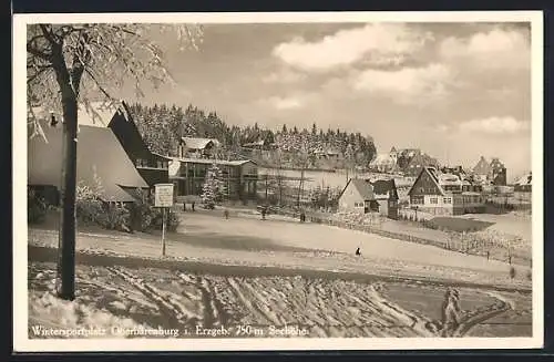 AK Oberbärenburg, Ortsansicht im Winter