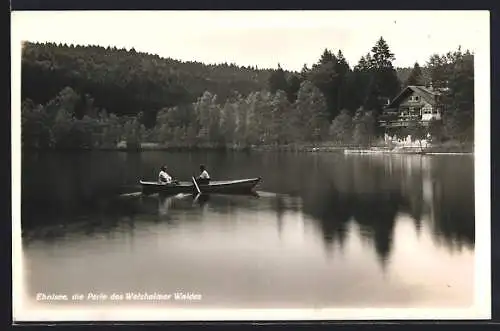 AK Ebnisee, Ruderboot auf der Perle des Welzheimer Waldes