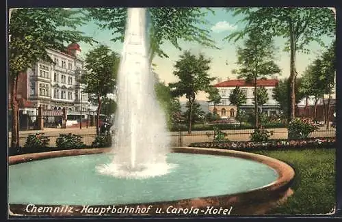 AK Chemnitz, Hauptbahnhof und Carola-Hotel