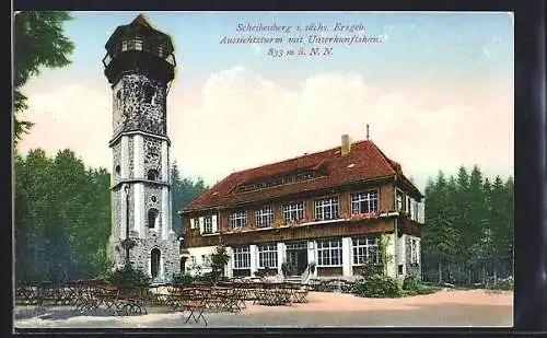 AK Scheibenberg, Aussichtsturm mit Unterkunftshaus