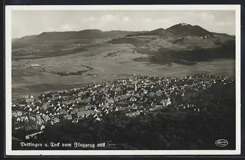 AK Dettingen u. Teck, Totalansicht vom Flugzeug aus