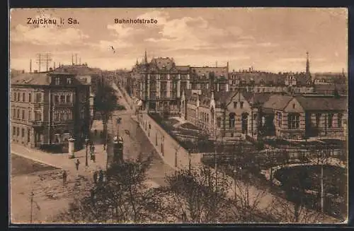 AK Zwickau i. Sa., Bahnhofstrasse aus der Vogelschau