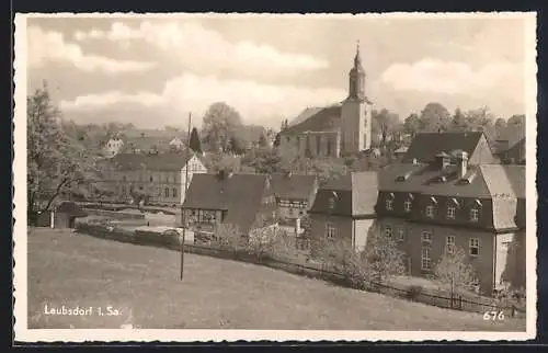 AK Leubsdorf i. Sa., Ortsansicht mit Kirche