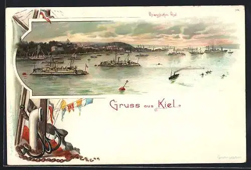 Lithographie Kiel, Kriegshafen