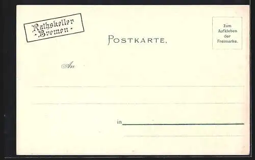 Lithographie Bremen, Phanthasien im Bremer Rathskeller, Betrunkener im Gasthaus, Doch hat daselbst vor allen...