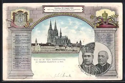 AK Köln, Portrait Papst Pius X. und SEK Erzbischof Dr. Fischer, Dom