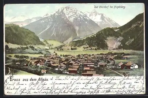 AK Bad Oberdorf i. Allgäu, Gesamtansicht von einem Berg aus