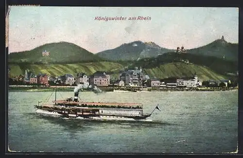 AK Königswinter am Rhein, Ortsansicht über den Fluss