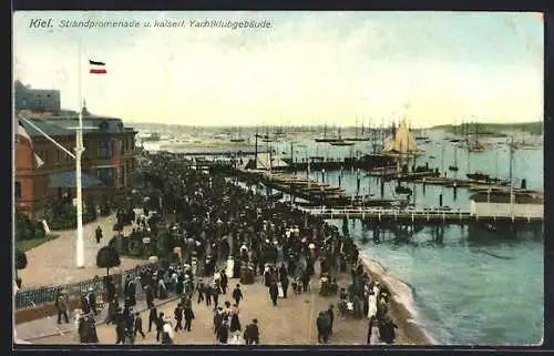 AK Kiel, Strandpromenade u. kaiserl. Yachtklubgebäude