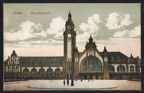 AK Crefeld, Blick zum Hauptbahnhof