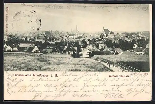 AK Freiberg i. S., Gesamtansicht aus der Vogelschau