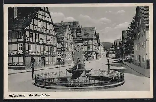 AK Hofgeismar, Marktplatz mit Springbrunnen