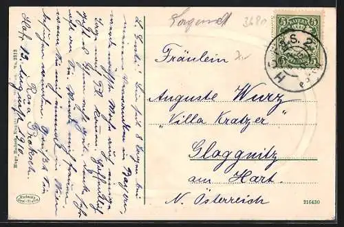 AK Hof a. S., Saalparthie am Theresienstein mit Passepartoutrahmen