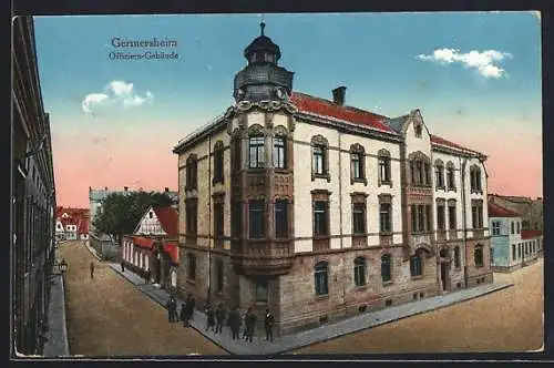 AK Germersheim, Offiziers-Gebäude mit Strasse
