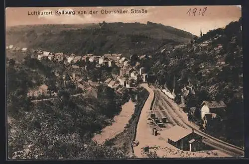 AK Kyllburg, Panorama von der Oberkailer Strasse, Bahnhof